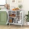 Costway Kitchen Sideboard Wooden Buffet Cabinet with Glass Holder & Tempered Glass Doors